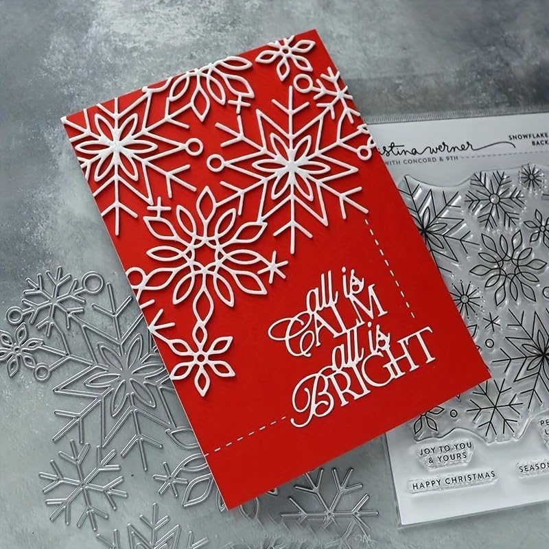 Lapoo Christmas Metal Cutting Die for Scrapbooking, 3D Backgrounds Frame Cutting Dies DIY Album Card Making Decor Paper Metal Die Cuts Party Wedding Decorations (Snowflake 7.2 x 4.8 in)