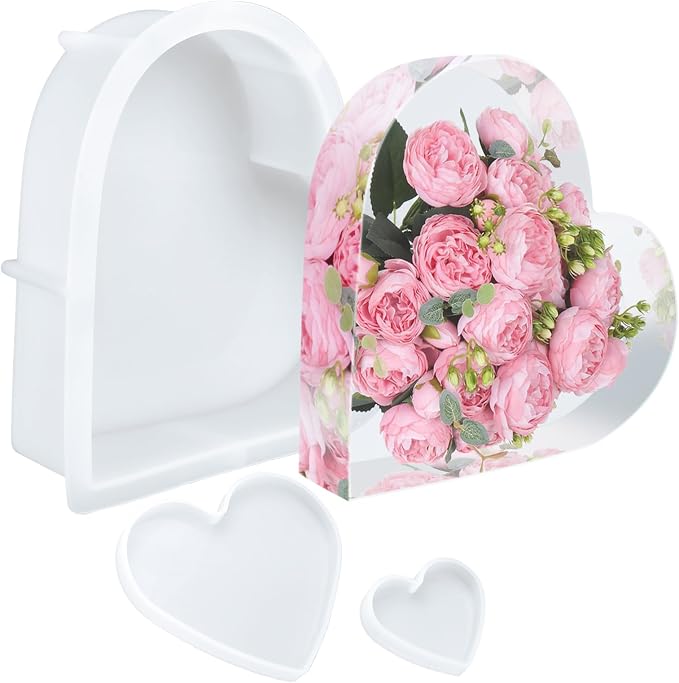 Large Heart Resin Mold, Heart Shaped Silicone Molds for Resin | Epoxy Molds for Flower Preservation, Deep Pour Mold for Decoration, Valentine's Day