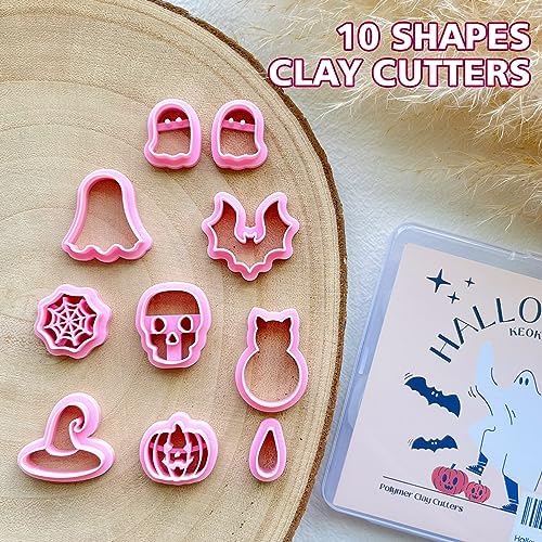 KEOKER Halloween Clay Cutters, Clay cutters for Halloween Earrings Making, 10 Shapes Halloween Clay Earrings Cutters, Halloween Polymer Clay Cutters (Earrings Clay Cutters 1)