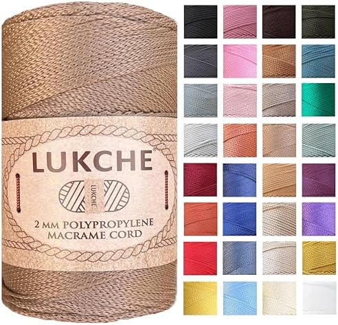 Polyester Macrame Cord 2mm x 251 Yards, 100% Polypropylene Premium Macrame Rope, Colorful Yarn Crochet Macrame Bag Craft for Wall Hangers, Bags, Bottom Plates, Carpets (Caramel, 1 Skein)