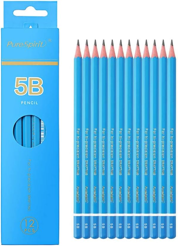 Sketch Pencils for Drawing 5B, 12pcs Professional Art Drawing Pencils for Shading, Sketching & Doodling | Graphite Pencil for Artists & Beginners