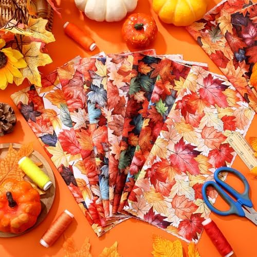 HunnmingRe 20 Pcs 10''x10'' Fall Maple Leaves Quilting Fabric Squares