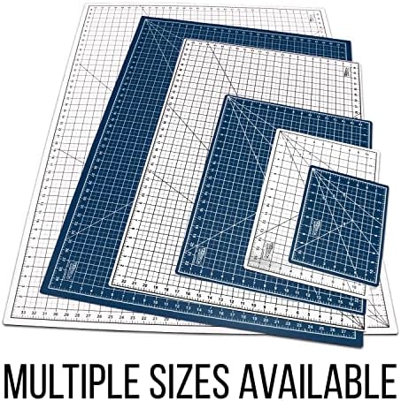 U.S. Art Supply 18"x24" Self-Healing Cutting Mat 5-Ply (2 Pack) White/Blue | Double-Sided White/Blue Craft Mat, Non-Slip Cutting Mats for Crafts, Sewing, Quilting, Scrapbooking