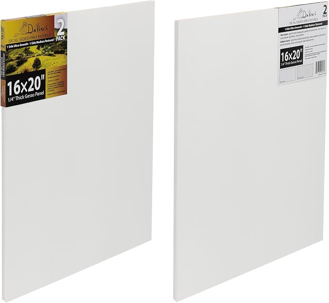 Jerry's Artarama Da Vinci Dual Sided Pro Panel Board - 2-Pack, 16x20 6mm Deep Panels for Painting - Archival, Acid-Free Art Supplies - Ultra-Smooth & Medium Textured Paint Surfaces