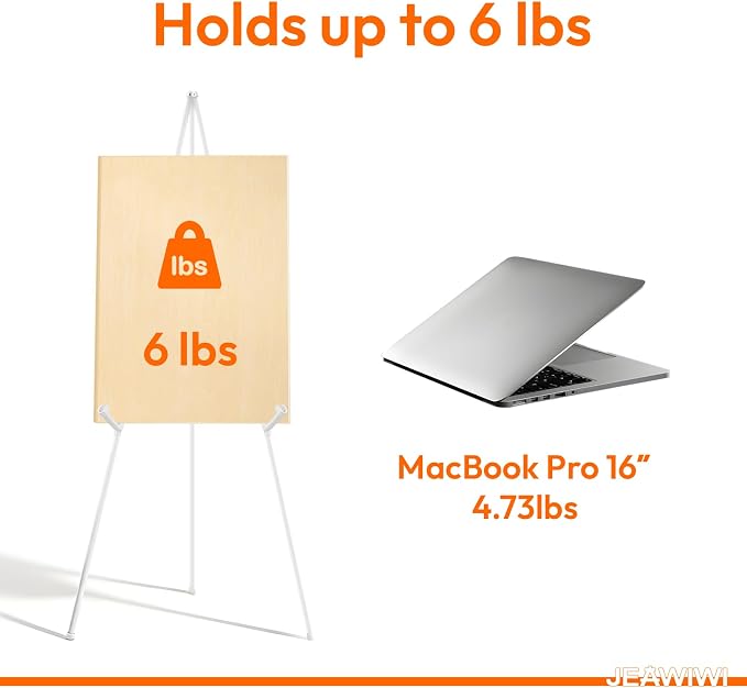 JEAWIWI 2 Pcs Lightweight Easel Stand, 66 Inch, White, with Carry Bags | Adjustable Portable Display Easel for Posters, Foam Boards, Signs, Art Displays & Indoor Events, for Wedding, Home, Office