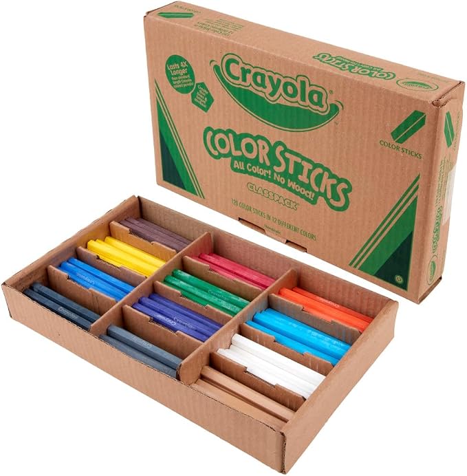 Crayola Color Sticks (120ct), 12 Colors, Teacher Supplies for Classrooms, Woodless Colored Pencils Bulk Classpack, Coloring Pencils for Kids
