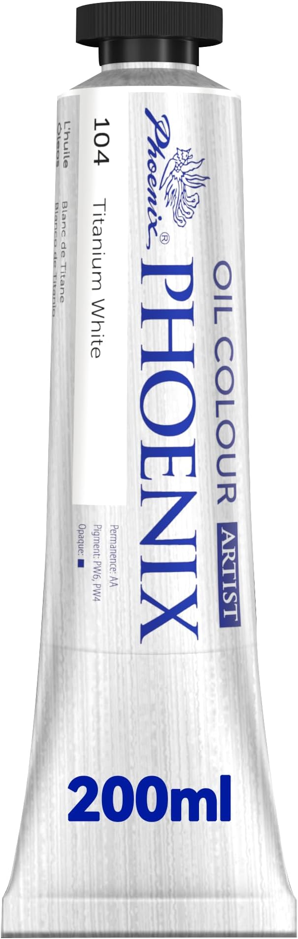 PHOENIX Titanium White Oil Paint - 200ml / 6.75 Fl oz. | Single Large Tube Artist Quality Oil Based Paint for Professionals