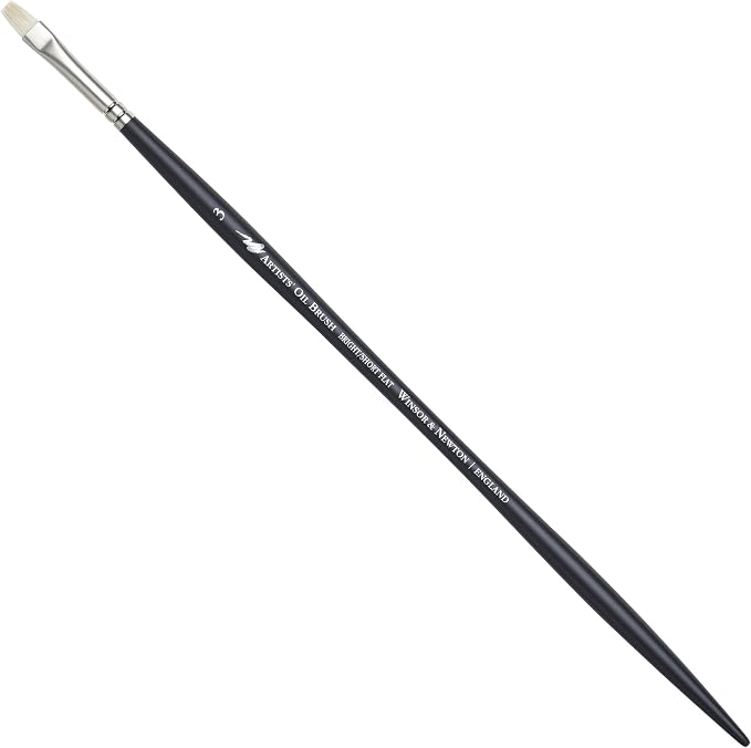 Winsor & Newton Artists' Oil Hog Paint Brush, Long Handle Size 3, Bright | Handcrafted with interlocked Chungking bristles; Have spring, stiff, & flagged allowing large amounts of colour to be carried