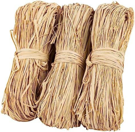 Sukh 3PCS Natural Raffia Ribbon - Raffia Yarn for Gift Wrapping & Crafts