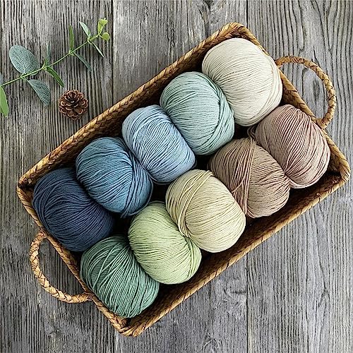 Fine Weight Knitted and Crocheted Cotton Yarn, 100% Long Staple Cotton Yarn, Baby Sports, 2 Packages of 100g/3.52oz (Per Skein 50g/162yards)-Milk Tea White