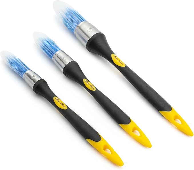 Bates- Trim Paint Brush, 3 pcs, 5/8”, 3/4” and 1” | Ergonomic Handle Brushes for Painting Edges Corners Trim Work & Detail Painting