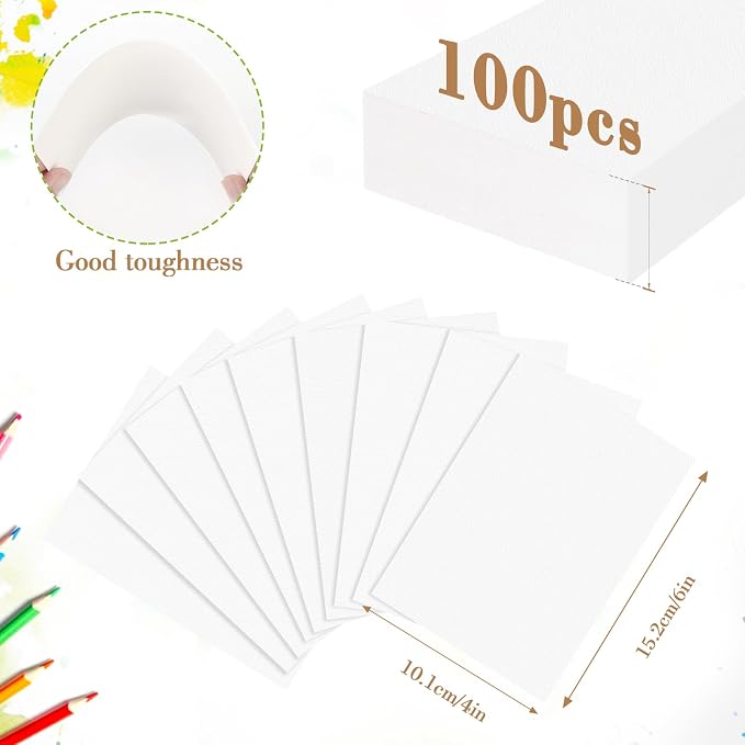 100PCS 4x6 Watercolor Paper Bulk, 140lb/300g Cold Press Thick Water Color Paper Pad for Child Adult, White Art Paper for Drawing Painting Markers Gouache, Textured Cotton Paper Sheets