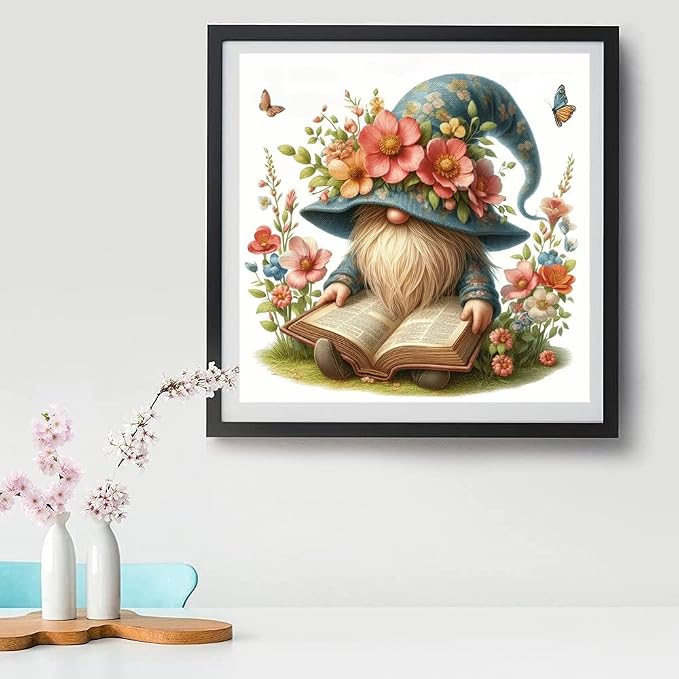 Gnome Diamond Art Kits for Adults,Wildflowers Diamond Painting Kits 14X14In