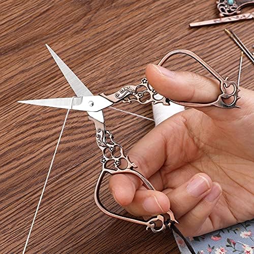 SHWAKK Embroidery Scissors Kit, Vintage Red Stainless Steel Craft Scissors