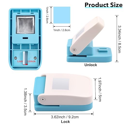 Square Hole Punch | 1 inch Square Punches | Portable Manual Squares Stamp Crafts Paper Puncher | Lever Action Craft Punch for Paper Crafting Scrapbooking Card Making Arts Supplies Scrapbook Decor