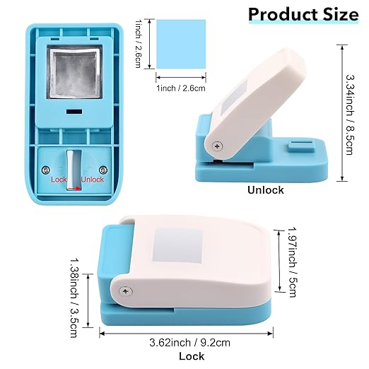 BAOFALI 3 Pcs Square Hole Punch | 1 inch Square Punches | Portable Lever Action Craft Puncher for Crafting Card Making DIY Scrapbooking Handamde Crafts Arts Supplies Tools