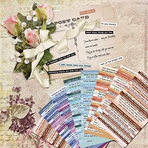 Vintage Scrapbook Stickers, 406pcs Quote & Word Stickers for Journaling, Junk Journal, Scrapbooking, Planners, Collage Album (Colorful)