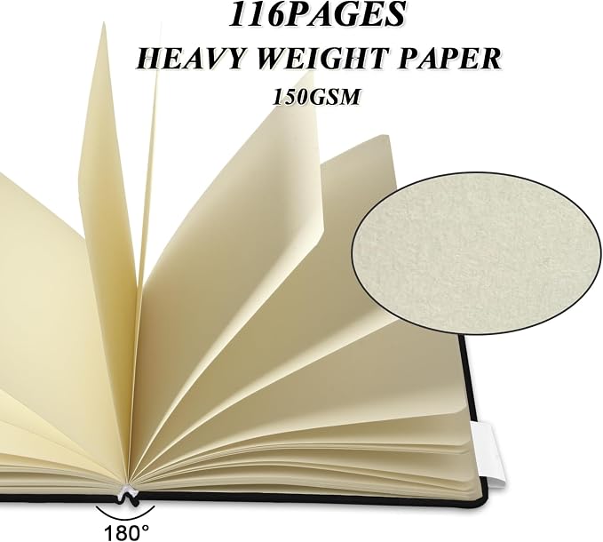 5" x 5" Hardcover Sketch Book,58 Sheets Small Mixed Media Pocket Sketch Pad