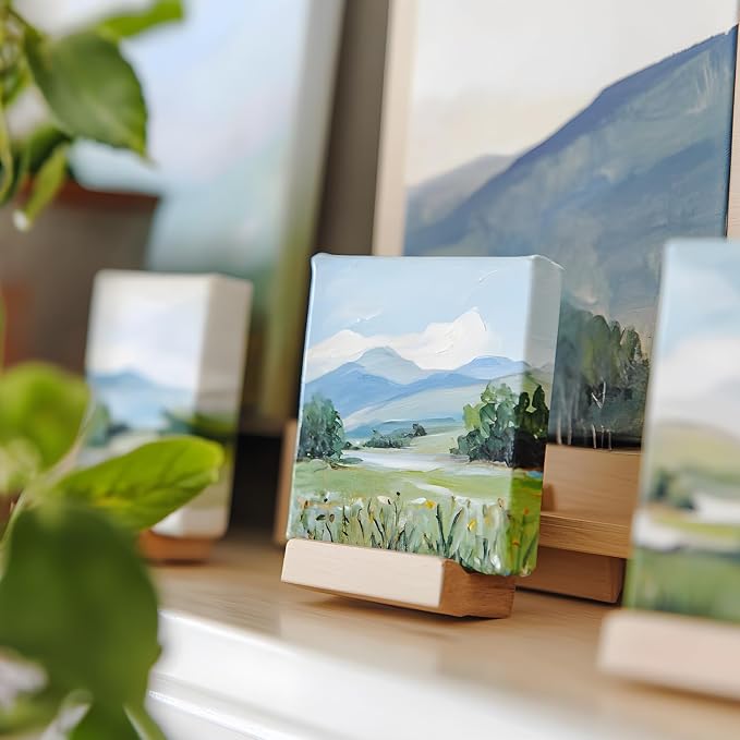 PHOENIX 4x4 Inch 4 Pack Gallery Canvas - Small Square 1.5 in Thick Canvases for Painting - Deep Edge 100% Cotton 11 Oz. Gesso Primed White Blank Professional Canvas Oil & Acrylic Paints