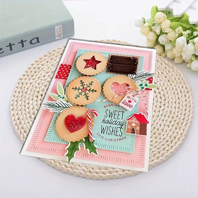 Lapoo Geometric Cutting Die for Scrapbooking - Durable, Metal Cutting Die for DIY Scrapbook Photo Album Decorative Paper Card, Card Making Supplies (Cookie Style Background Frame 4.7 x 3.1 in)