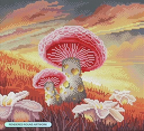DIAMOND ART CLUB Peach Mushroom Twilight Diamond Art Kits for Adults