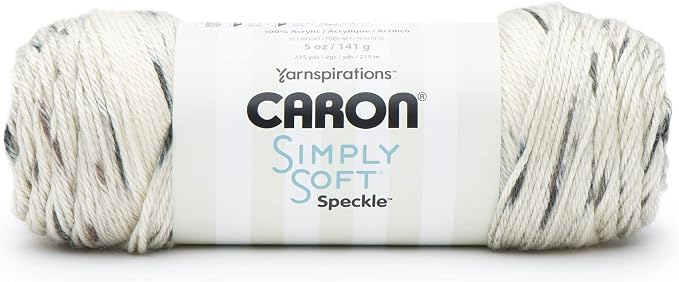 Caron Simply Soft Speckle Acrylic Yarn for Crocheting, Seashell, 3-Pack