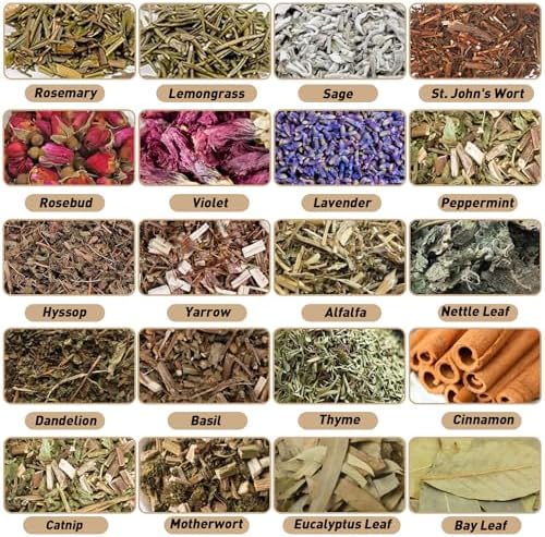 Witchcraft Supplies Herbs Kit - 20 Pcs Dried Herbs and Flowers for Witch Starter - Spell Herbs Jars for Wiccan Altar Supplies, Wicca Pagan Rituals, Magic Healing, Candle and Soap Making
