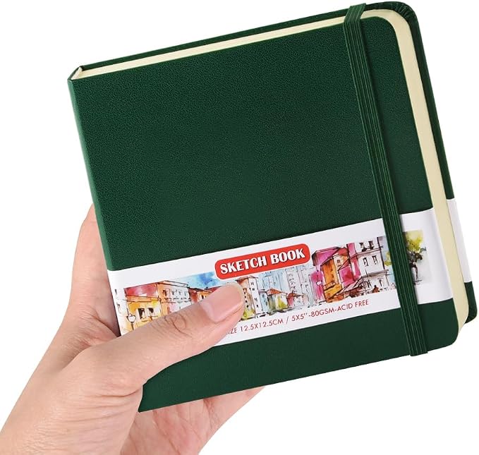 5x5 Pocket Sketch Book,80gsm Hardcover Art Sketchbook for Drawing Journal