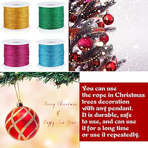 Shappy 440yards x 1mm Metallic Cord Tinsel Rope, Bright Multicolor