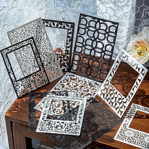 80 Pieces Cutout Scrapbook Paper Vintage Lace Scrapbooking Supplies Window Frames Decorative Paper Aesthetic Scrapbook Materials for Journaling Supplies Album Embellishment DIY Crafts Gift