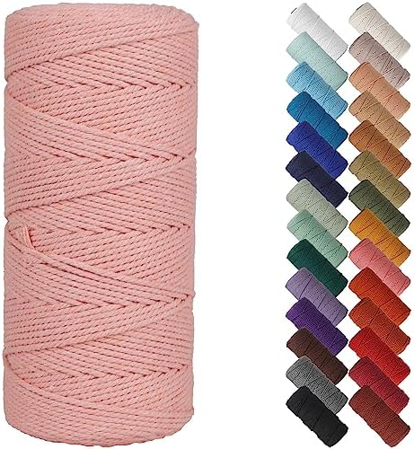 NOANTA Meat Pink Macrame Cord 2mm x 220yards, Colored Cotton Macrame Yarn