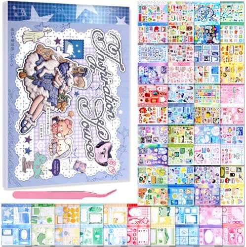 30 Sheets Japanese Sticker Book Manga Cartoon Scrapbook Journal Stickers Cute Korean Stickers for Journaling Scrapbooking Planner Kawaii Animal Writable Note Sticker for Kids Adult DIY Cosmtic Books