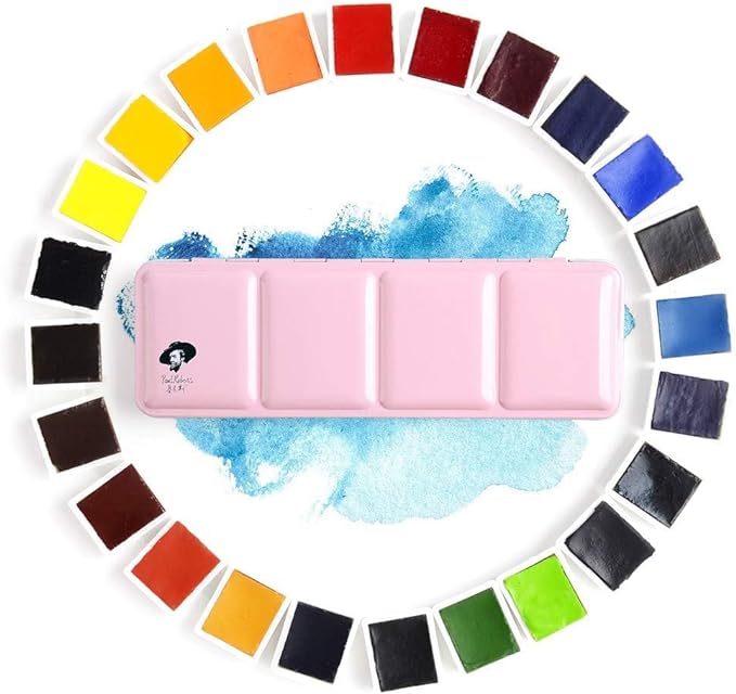 Paul Rubens Watercolor Paint Set Artist Grade, 24 Vivid Colors | High Lightfastness & Unmatched Transparency, Portable Metal Case Art Supplies for Artists Beginners Hobbyists Students