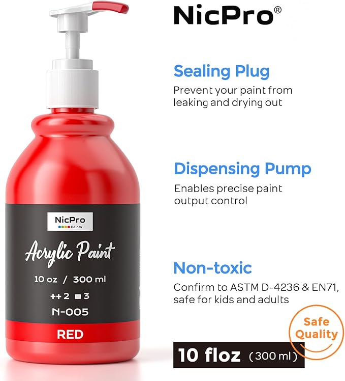 Nicpro Acrylic Paint Set for Adults, 14 Colors Large Bulk Acrylic Paints