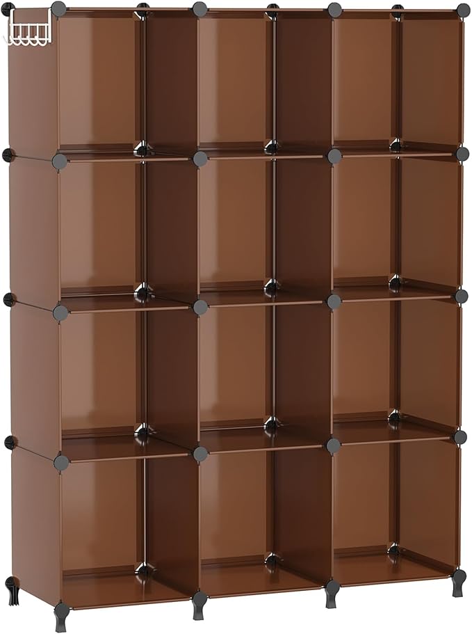 AWTATOS Closet Organizer, 12 Cube Storage Organizer Shelves, Cocoa Brown