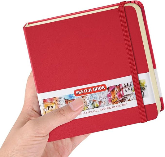 5x5 Pocket Sketch Book,80gsm Hardcover Art Sketchbook for Drawing Journal