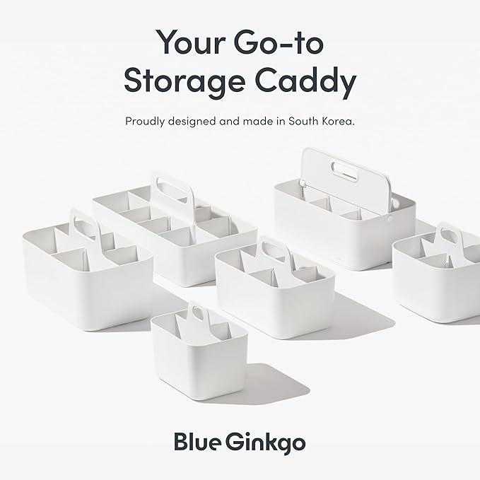 BLUE GINKGO Stackable Organizer Caddy, Rectangle, Blue, Made in Korea