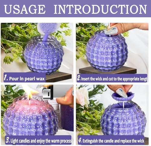 Natural Pearled Sand Candle,1.1LB Purple Sand Wax with 20 Wicks – Lavender Scented Candle, Relaxing Aromatherapy, Stress Relief, Long-Lasting Burn for Birthdays Christmas Anniversaries Home Decor