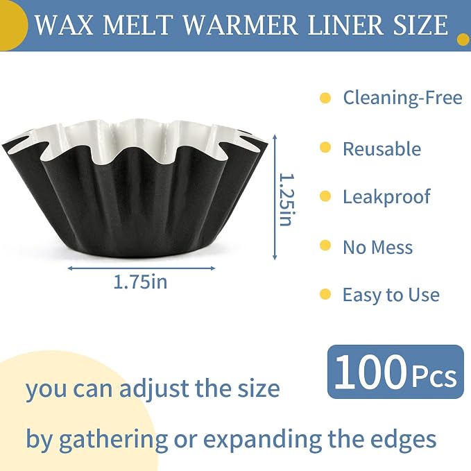 PEASUG 100 Pcs Wax Melt Liners Leakproof Reusable Universal for Warmers