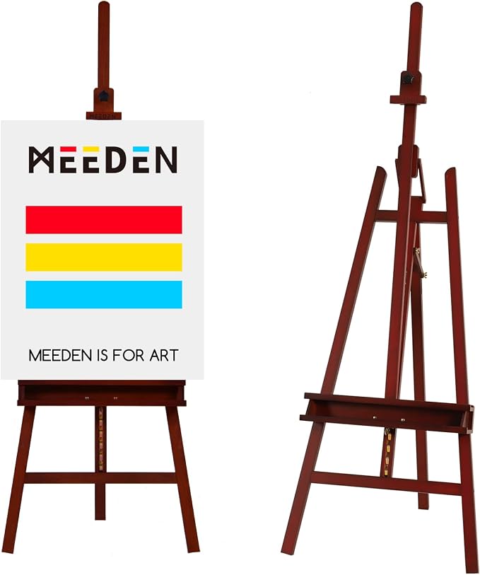 MEEDEN Large Painting Easel Stand: Solid Beech Wood Studio Easel for Adults | A-Frame Artist Easel for Painting - Studio Easel with Holder - Wooden Easel Stand for Sign Display, - Holds Canvas up to 48"