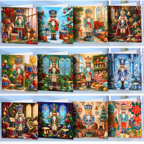 POETRYDRAW DIY Diamond Art Painting Greeting Card Kit, Creative Craft Set for Card Making，Christmas Soldier