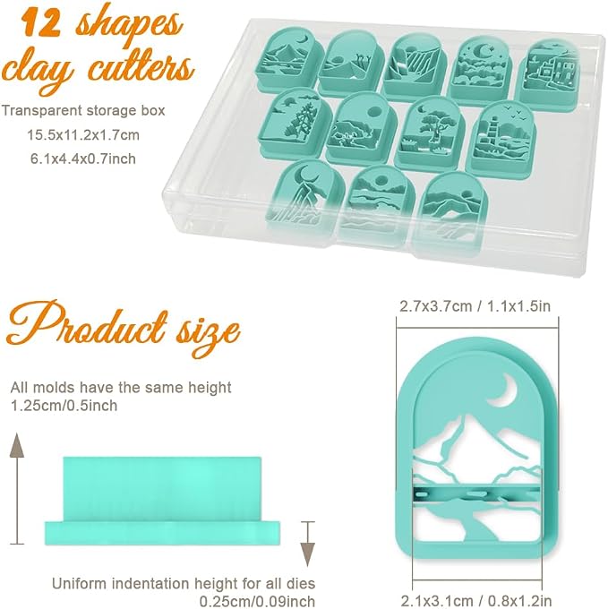 ORIGACH 12 Pcs Mountain Landscape Polymer Clay Cutters Set