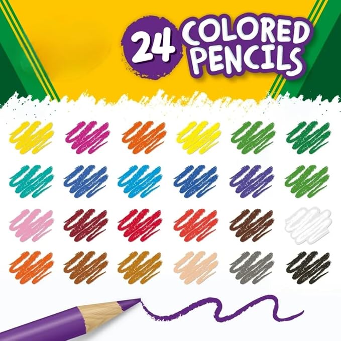 Colored Pencils Set, 24 Vibrant Pre-Sharpened Art Pencils for Adult Coloring, Sketching, Drawing, Shading, Blending, and Creative Projects