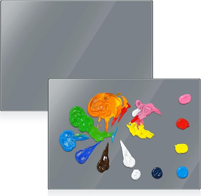 Nuanchu 2 Pcs Tempered Glass Palette for Oil Painting, 9 X 12 Inches Grey