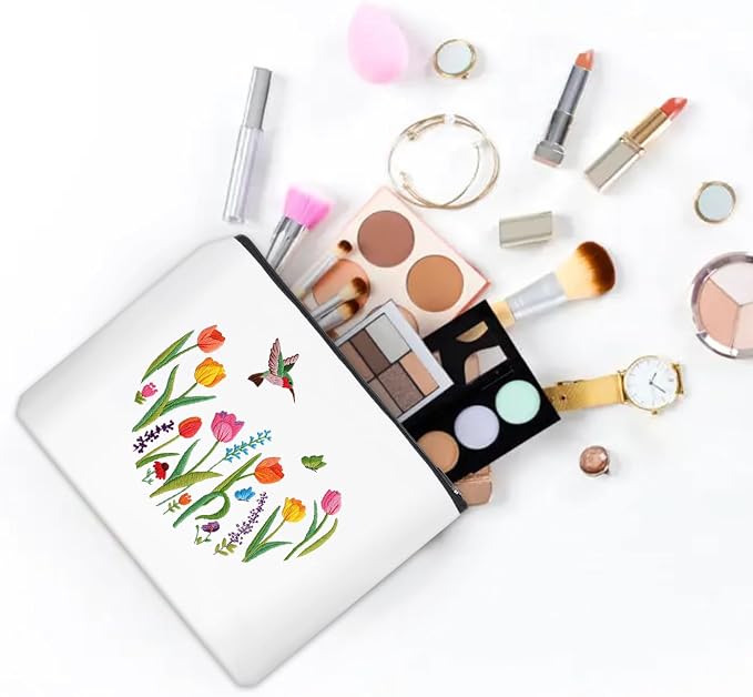 Louise Maelys Embroidery Kit for Beginners Tulip Flower Canvas Makeup Bag