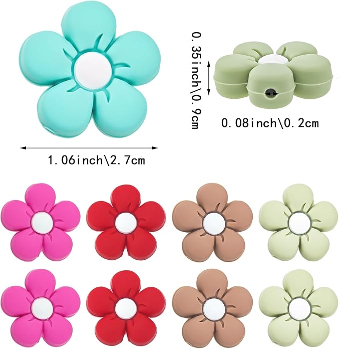 10 Pack Flower-Shaped Knitting Needle Point Protectors, Needle Stoppers, Multicolor, Knitting Accessories