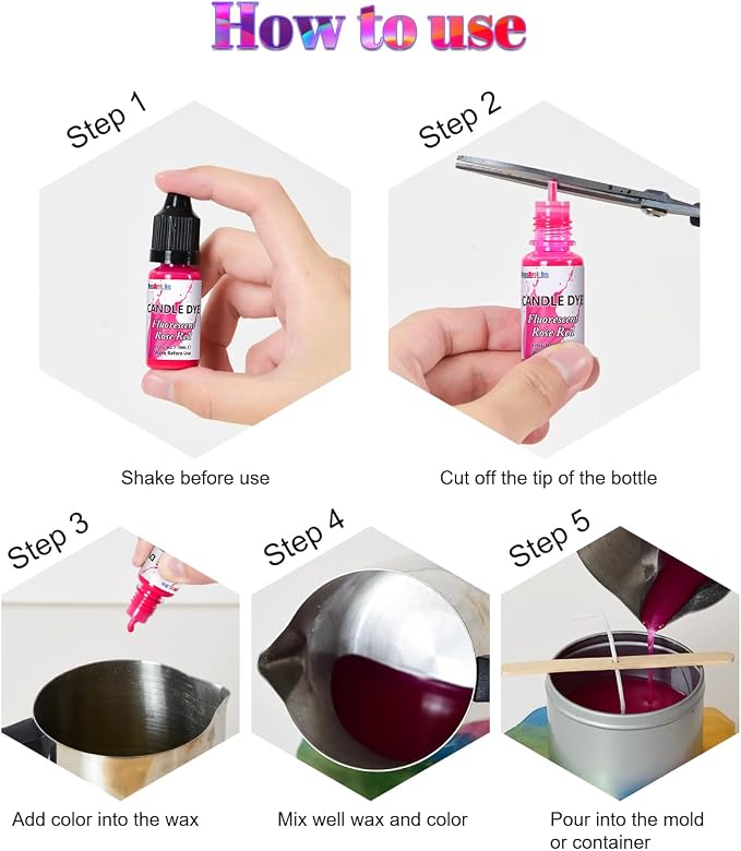 FansArriche Candle Dye - 42 Colors Liquid Oil-Based Dye for Candle Wax | Highly Concentrated, Natural Candle Color for DIY Candle Making