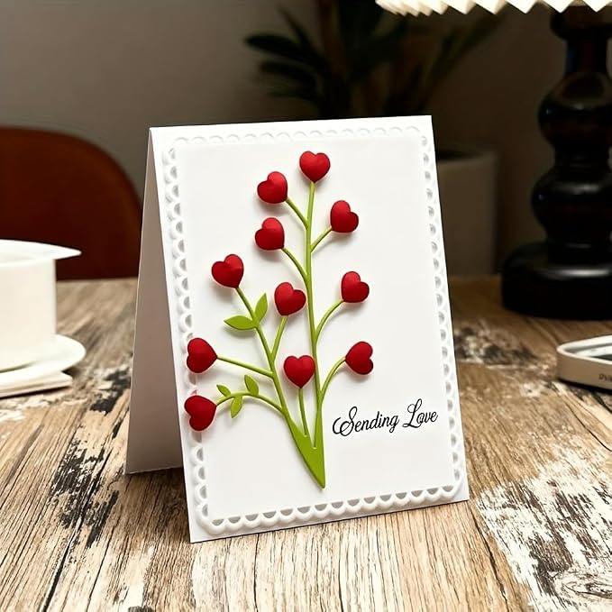 Lapoo Flowers Cutting Die for Scrapbooking - Durable Metal Cutting Die for DIY Scrapbook Photo Album Decorative Paper Card, Metal Card Making Supplies (Heart-Shaped Flower 4.3 x 2.2 in)