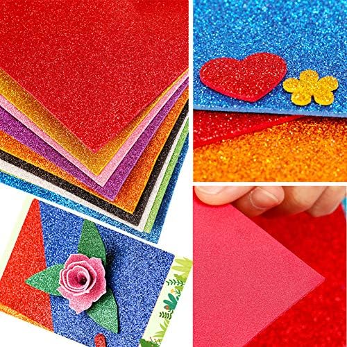 10 Sheets Glitter Paper Sheet for Crafts, A4 Cardstock Self-adhesive Paper for Memorial Flag Independence Day Juneteenth Construction Scrapbook Father's Day Card Decoration (Blue)