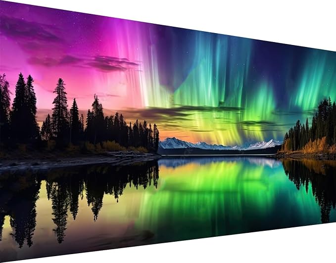 5D Diamond Art Kits for Adults Large Size Diamond Painting Kit 27.6x15.8in | Large Northern Lights Diamond Art Kit for Adult, DIY Full Drill Big Size Aurora Diamond Dots Gem Art Kits for Home Decor Gift